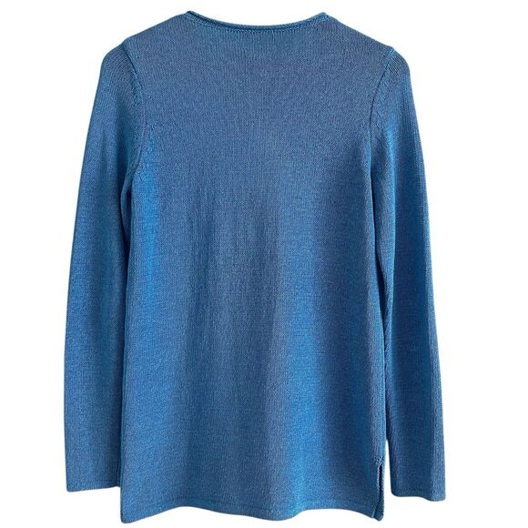 J McLaughlin Sweater Tunic S Open Knit Aqua Preppy Vacation Coastal Boathouse - Picture 3 of 10